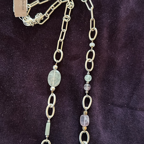 J.Jill Semi-Precious Stone and Silver Tone Chain Necklace Adjustable NWT - Picture 4 of 8